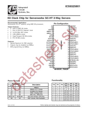 ICS932S801AGLF datasheet  
